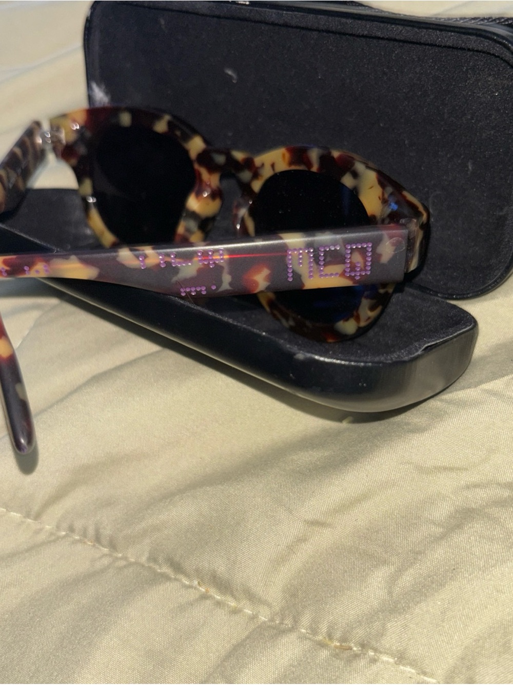 Alexander McQueen Oversized Tortoiseshell Frame Sunglasses Blue Mirrored Lenses - Picture 3 of 7